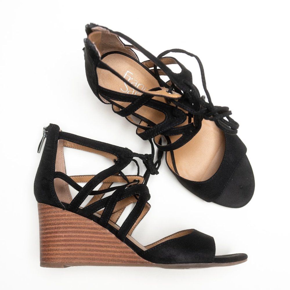 Franco Sarto Wedge Sandals 3'' Black Size US8